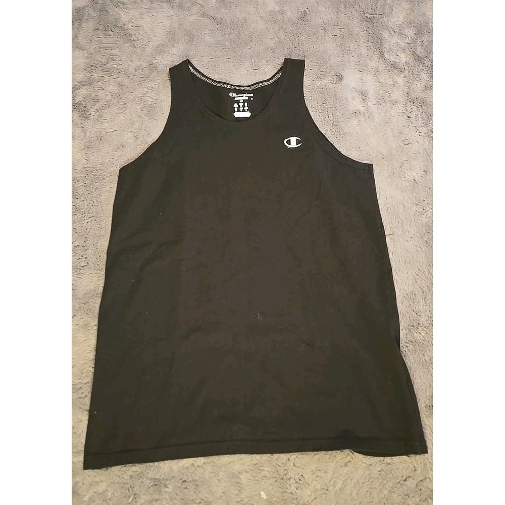 Vtg 90s Champion Men's Medium Black Tank Top Sleeveless Athletic‎ Muscle Shirt